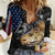 Walleye Fishing Skeleton Personalized Women Casual Shirt Grunge American Flag and Realistic Fish Graphic - Wonder Print Shop