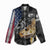 Walleye Fishing Skeleton Personalized Women Casual Shirt Grunge American Flag and Realistic Fish Graphic - Wonder Print Shop