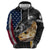 Walleye Fishing Skeleton Personalized Zip Hoodie Grunge American Flag and Realistic Fish Graphic - Wonder Print Shop
