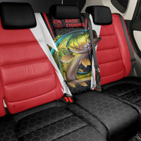 Bass Fishing Personalized Back Car Seat Cover Bold Red and Black Lightning Pattern and Honeycomb Background - Wonder Print Shop