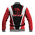 Bass Fishing Personalized Baseball Jacket Bold Red and Black Lightning Pattern and Honeycomb Background - Wonder Print Shop