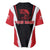 Bass Fishing Personalized Baseball Jersey Bold Red and Black Lightning Pattern and Honeycomb Background - Wonder Print Shop