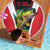 Bass Fishing Personalized Beach Blanket Bold Red and Black Lightning Pattern and Honeycomb Background - Wonder Print Shop