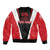 Bass Fishing Personalized Bomber Jacket Bold Red and Black Lightning Pattern and Honeycomb Background - Wonder Print Shop