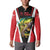 Bass Fishing Personalized Button Sweatshirt Bold Red and Black Lightning Pattern and Honeycomb Background - Wonder Print Shop