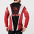 Bass Fishing Personalized Button Sweatshirt Bold Red and Black Lightning Pattern and Honeycomb Background - Wonder Print Shop