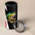 Bass Fishing Personalized 4 in 1 Can Cooler Tumbler Bold Red and Black Lightning Pattern and Honeycomb Background - Wonder Print Shop