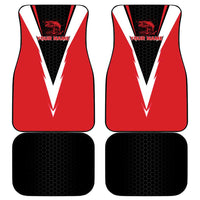 Bass Fishing Personalized Car Mats Bold Red and Black Lightning Pattern and Honeycomb Background - Wonder Print Shop