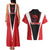 Bass Fishing Personalized Couples Matching Tank Maxi Dress and Hawaiian Shirt Bold Red and Black Lightning Pattern and Honeycomb Background - Wonder Print Shop
