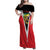 Bass Fishing Personalized Family Matching Off Shoulder Maxi Dress and Hawaiian Shirt Bold Red and Black Lightning Pattern and Honeycomb Background - Wonder Print Shop