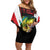 Bass Fishing Personalized Family Matching Off Shoulder Short Dress and Hawaiian Shirt Bold Red and Black Lightning Pattern and Honeycomb Background - Wonder Print Shop