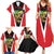 Bass Fishing Personalized Family Matching Summer Maxi Dress and Hawaiian Shirt Bold Red and Black Lightning Pattern and Honeycomb Background - Wonder Print Shop
