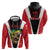 Bass Fishing Personalized Hoodie Bold Red and Black Lightning Pattern and Honeycomb Background - Wonder Print Shop