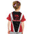 Bass Fishing Personalized Kid T Shirt Bold Red and Black Lightning Pattern and Honeycomb Background - Wonder Print Shop