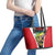 Bass Fishing Personalized Leather Tote Bag Bold Red and Black Lightning Pattern and Honeycomb Background - Wonder Print Shop