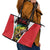 Bass Fishing Personalized Leather Tote Bag Bold Red and Black Lightning Pattern and Honeycomb Background - Wonder Print Shop