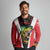 Bass Fishing Personalized Long Sleeve Polo Shirt Bold Red and Black Lightning Pattern and Honeycomb Background - Wonder Print Shop