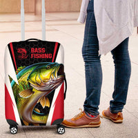 Bass Fishing Personalized Luggage Cover Bold Red and Black Lightning Pattern and Honeycomb Background - Wonder Print Shop