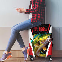 Bass Fishing Personalized Luggage Cover Bold Red and Black Lightning Pattern and Honeycomb Background - Wonder Print Shop