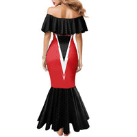 Bass Fishing Personalized Mermaid Dress Bold Red and Black Lightning Pattern and Honeycomb Background - Wonder Print Shop
