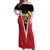 Bass Fishing Personalized Off Shoulder Maxi Dress Bold Red and Black Lightning Pattern and Honeycomb Background - Wonder Print Shop