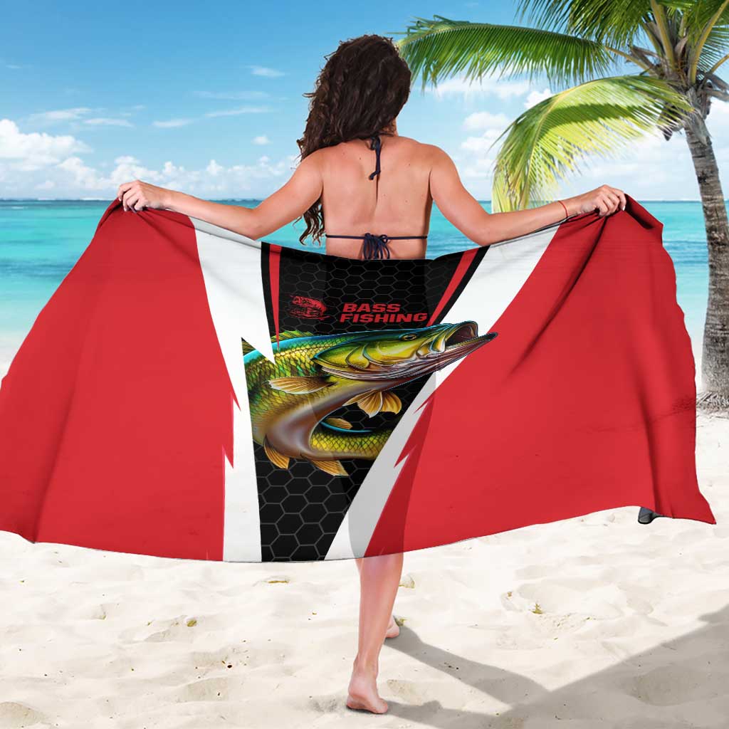 Bass Fishing Personalized Sarong Bold Red and Black Lightning Pattern and Honeycomb Background - Wonder Print Shop