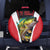 Bass Fishing Personalized Spare Tire Cover Bold Red and Black Lightning Pattern and Honeycomb Background - Wonder Print Shop