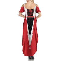 Bass Fishing Personalized Summer Maxi Dress Bold Red and Black Lightning Pattern and Honeycomb Background - Wonder Print Shop