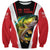 Bass Fishing Personalized Sweatshirt Bold Red and Black Lightning Pattern and Honeycomb Background - Wonder Print Shop