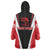 Bass Fishing Personalized Wearable Blanket Hoodie Bold Red and Black Lightning Pattern and Honeycomb Background - Wonder Print Shop