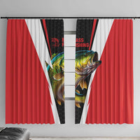 Bass Fishing Personalized Window Curtain Bold Red and Black Lightning Pattern and Honeycomb Background - Wonder Print Shop