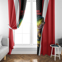 Bass Fishing Personalized Window Curtain Bold Red and Black Lightning Pattern and Honeycomb Background - Wonder Print Shop