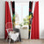 Bass Fishing Personalized Window Curtain Bold Red and Black Lightning Pattern and Honeycomb Background - Wonder Print Shop