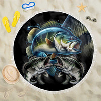 Largemouth Bass Fishing Scale Customize Name Beach Blanket Aggressive Bass Scaled Texture and Black Sporty - Wonder Print Shop