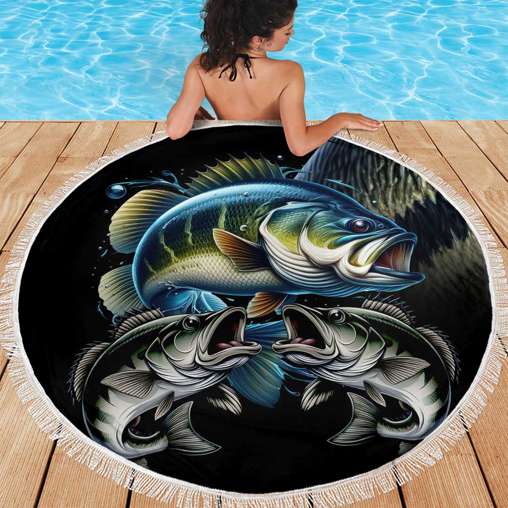 Largemouth Bass Fishing Scale Customize Name Beach Blanket Aggressive Bass Scaled Texture and Black Sporty - Wonder Print Shop