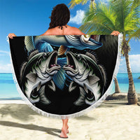 Largemouth Bass Fishing Scale Customize Name Beach Blanket Aggressive Bass Scaled Texture and Black Sporty - Wonder Print Shop