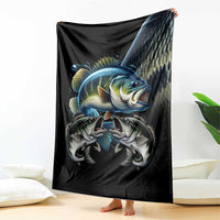 Largemouth Bass Fishing Scale Customize Name Blanket Aggressive Bass Scaled Texture and Black Sporty - Wonder Print Shop