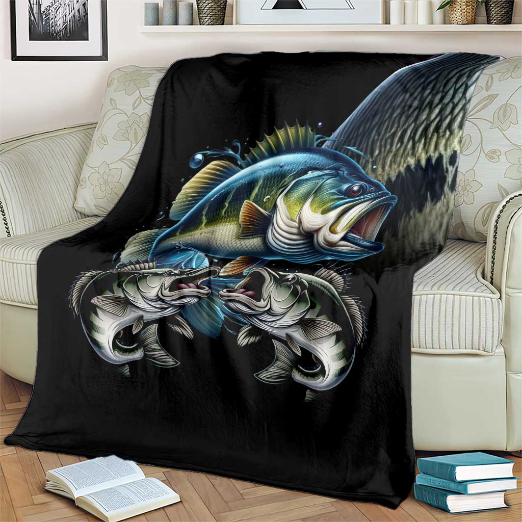 Largemouth Bass Fishing Scale Customize Name Blanket Aggressive Bass Scaled Texture and Black Sporty - Wonder Print Shop