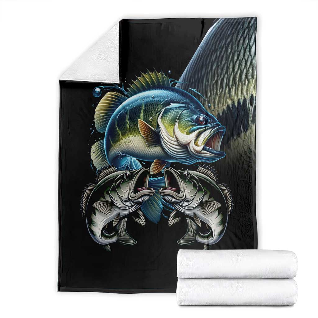 Largemouth Bass Fishing Scale Customize Name Blanket Aggressive Bass Scaled Texture and Black Sporty - Wonder Print Shop