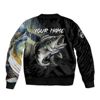 Largemouth Bass Fishing Scale Customize Name Bomber Jacket Aggressive Bass Scaled Texture and Black Sporty - Wonder Print Shop