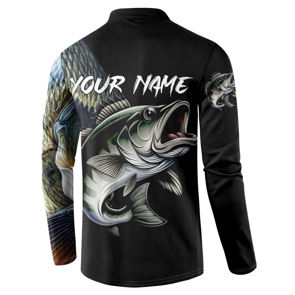 Largemouth Bass Fishing Scale Customize Name Button Sweatshirt Aggressive Bass Scaled Texture and Black Sporty - Wonder Print Shop