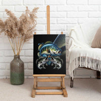 Largemouth Bass Fishing Scale Customize Name Canvas Wall Art Aggressive Bass Scaled Texture and Black Sporty - Wonder Print Shop