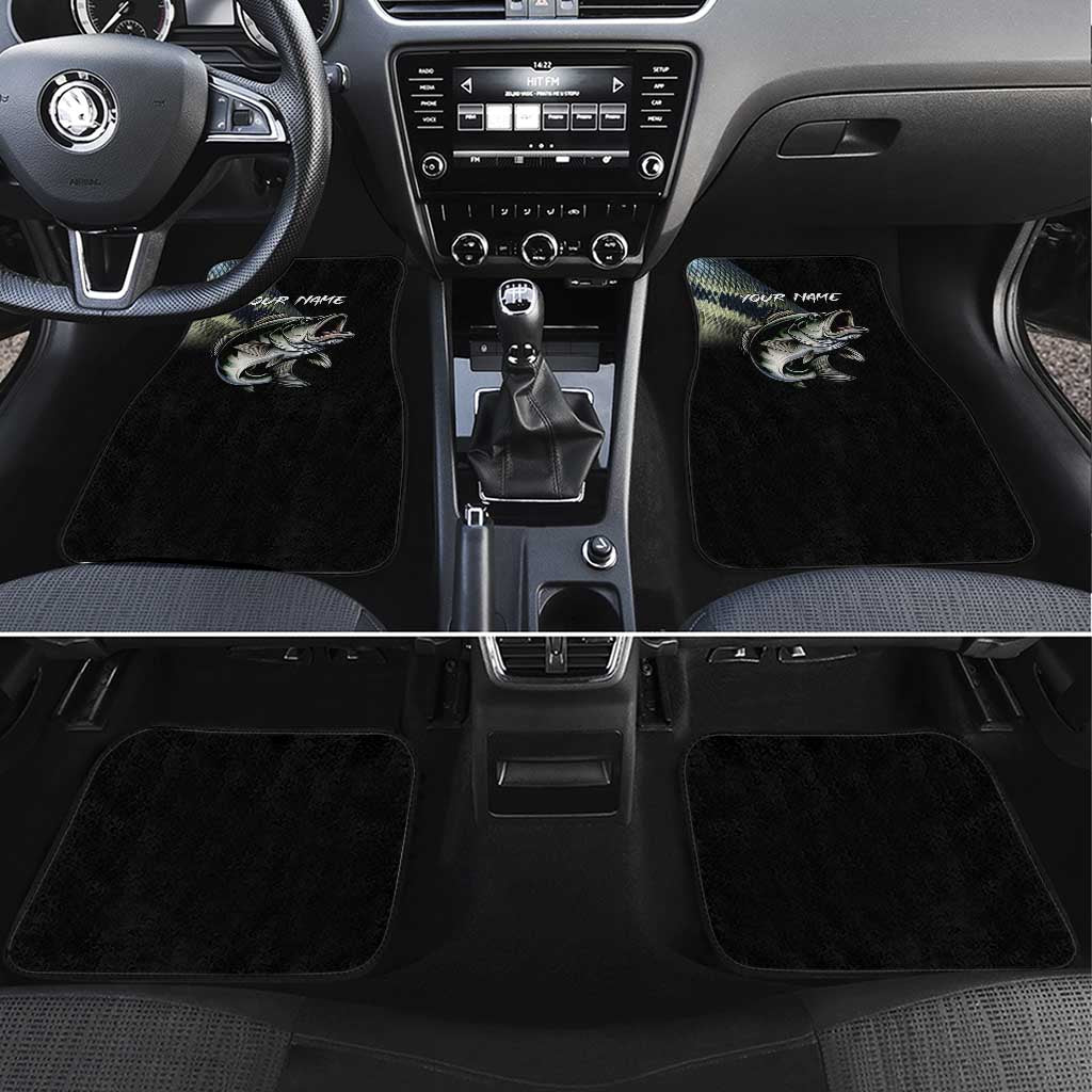 Largemouth Bass Fishing Scale Customize Name Car Mats Aggressive Bass Scaled Texture and Black Sporty - Wonder Print Shop