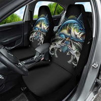 Largemouth Bass Fishing Scale Customize Name Car Seat Cover Aggressive Bass Scaled Texture and Black Sporty - Wonder Print Shop