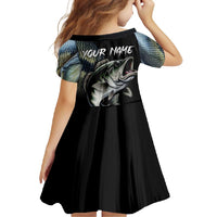 Largemouth Bass Fishing Scale Customize Name Family Matching Off Shoulder Maxi Dress and Hawaiian Shirt Aggressive Bass Scaled Texture and Black Sporty - Wonder Print Shop
