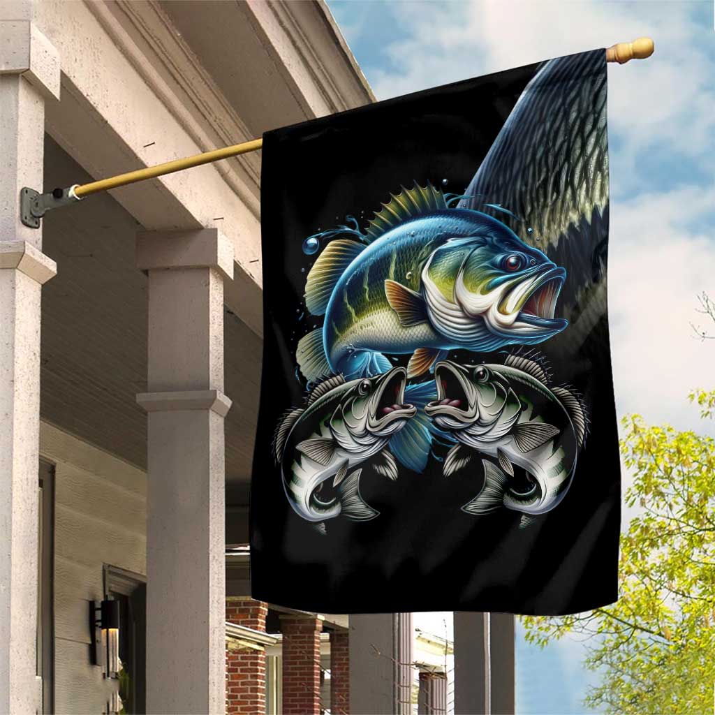 Largemouth Bass Fishing Scale Customize Name Garden Flag Aggressive Bass Scaled Texture and Black Sporty - Wonder Print Shop