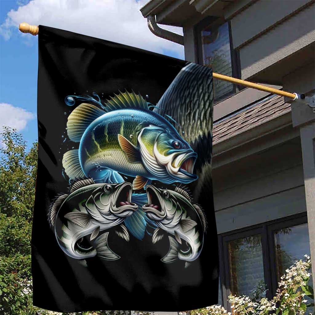 Largemouth Bass Fishing Scale Customize Name Garden Flag Aggressive Bass Scaled Texture and Black Sporty - Wonder Print Shop