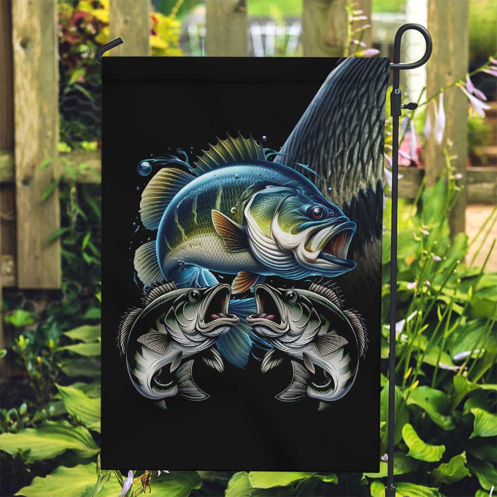 Largemouth Bass Fishing Scale Customize Name Garden Flag Aggressive Bass Scaled Texture and Black Sporty - Wonder Print Shop