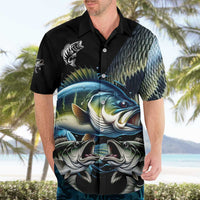 Largemouth Bass Fishing Scale Customize Name Hawaiian Shirt Aggressive Bass Scaled Texture and Black Sporty - Wonder Print Shop