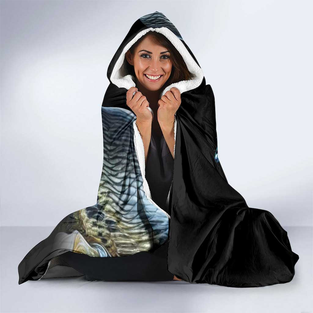 Largemouth Bass Fishing Scale Customize Name Hooded Blanket Aggressive Bass Scaled Texture and Black Sporty - Wonder Print Shop